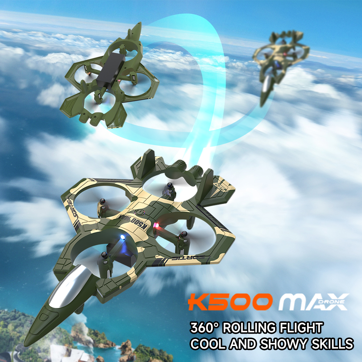 AXNEN K500 MAX RC Plane Fighte - đánh giá và giá Drone Beacon Light