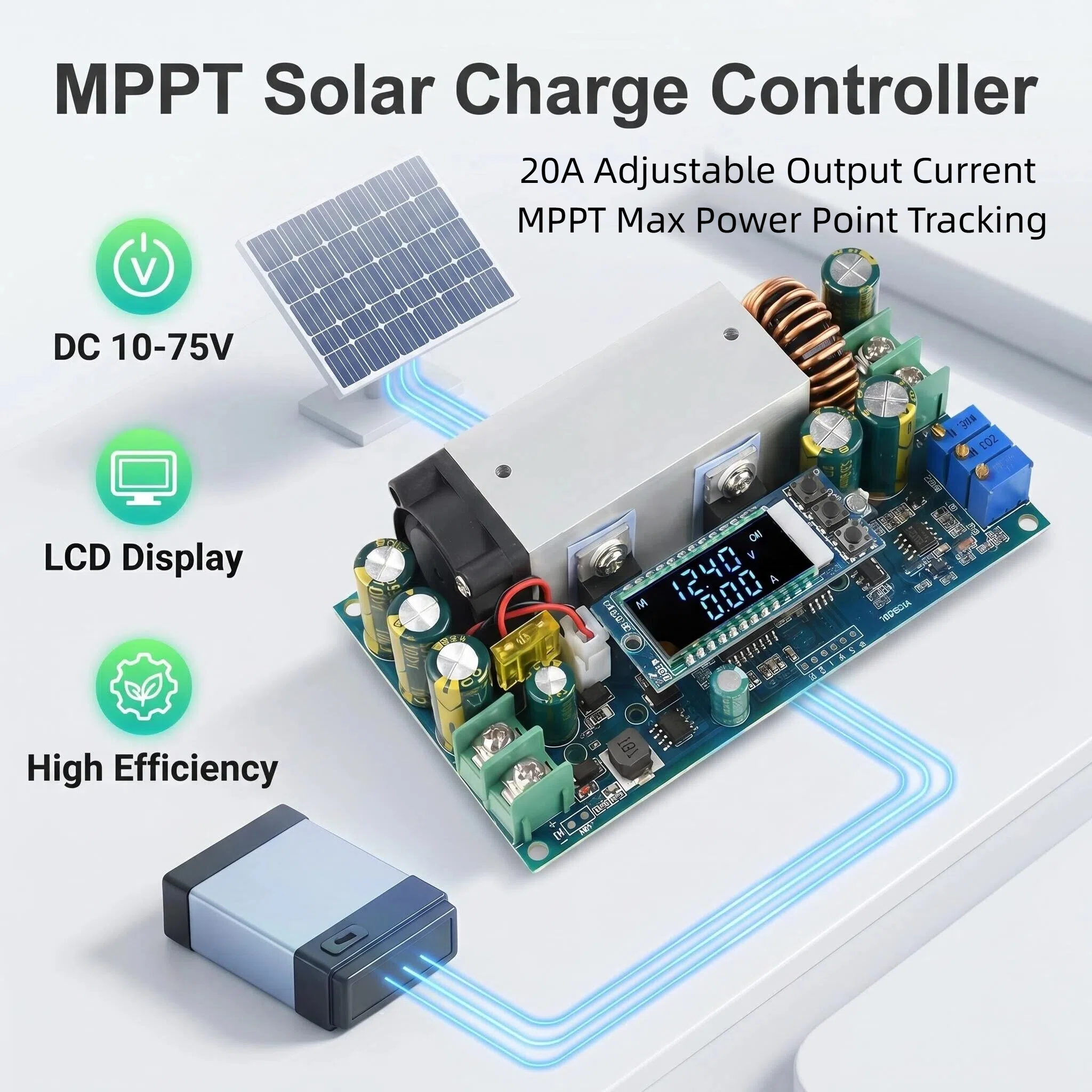 10-75V 20A Adjustable Buck Mod - đánh giá và giá Drone Solar Charger