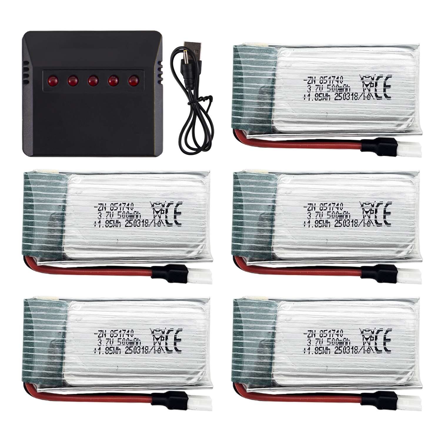 5Pcs 3.7V 500mAh LiPo Batterie - đánh giá và giá Drone Battery Adapter